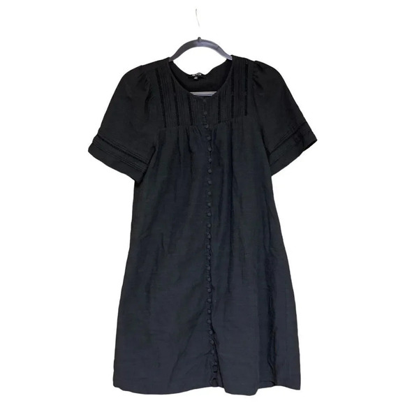 MADEWELL Pleated Button-Front Shift Dress Black Size XS - Picture 4 of 9